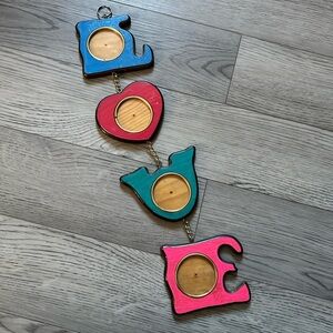Vintage 70’s love wood hanging photo frame